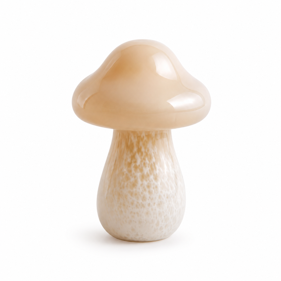 Cogumelo Decorativo em Vidro Bege – Grande