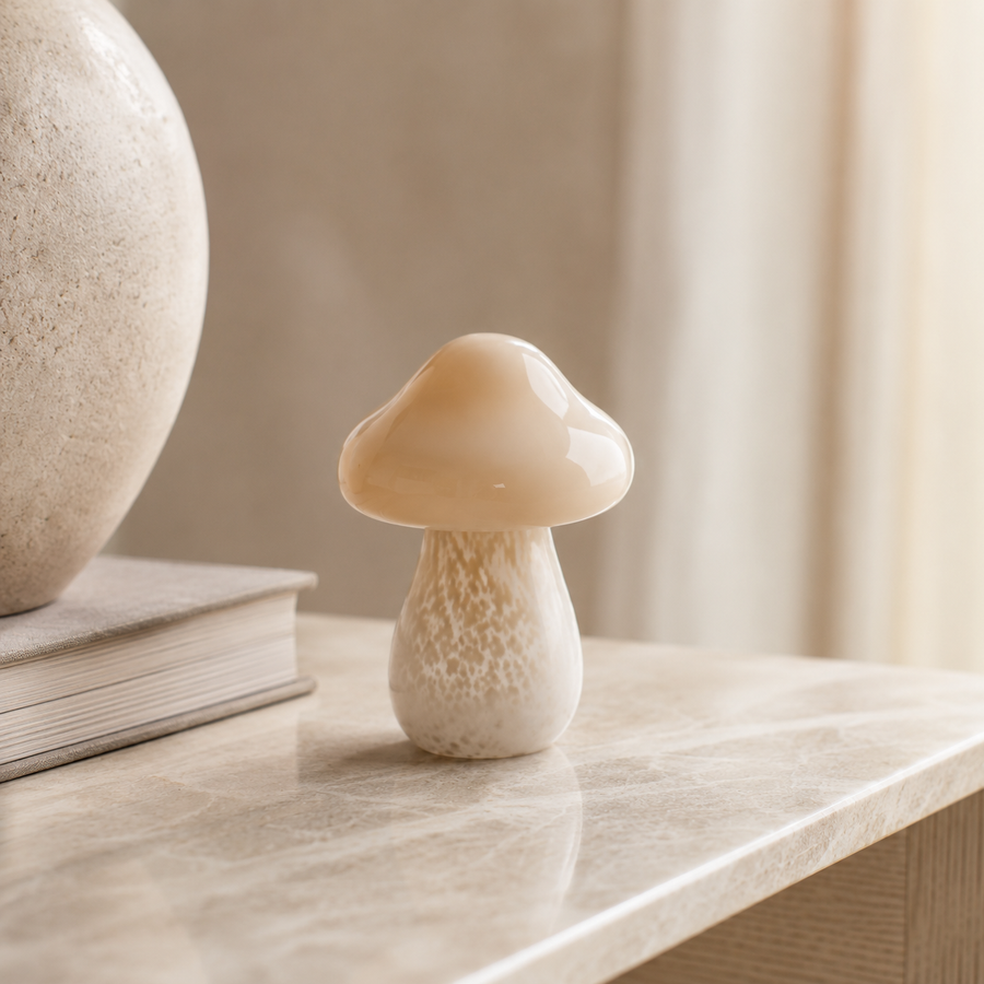 Cogumelo Decorativo em Vidro Bege – Grande