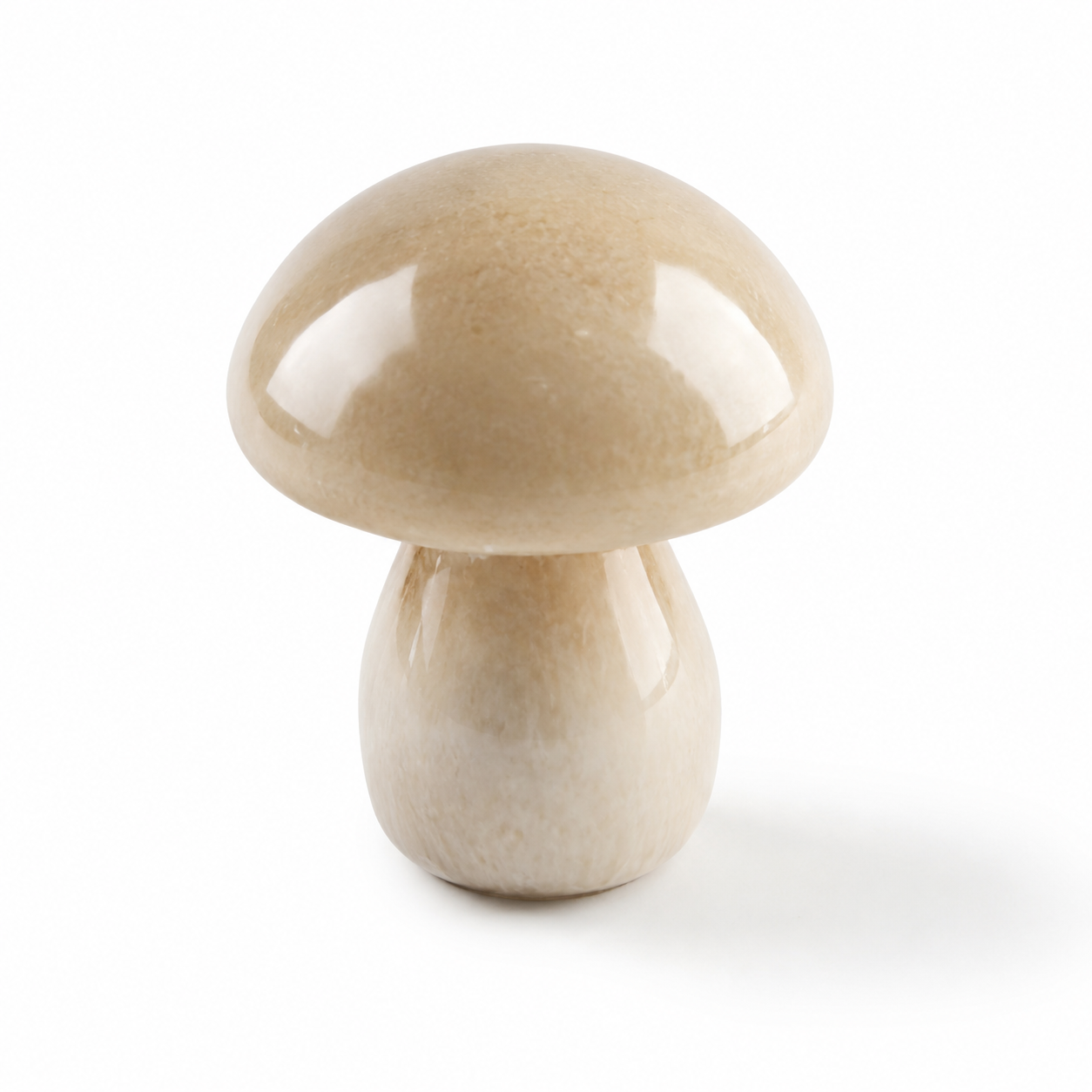 Cogumelo Decorativo em Vidro Bege – Pequeno