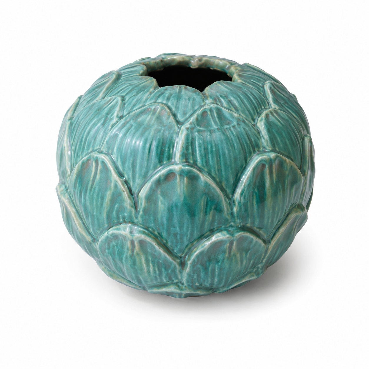 Vaso Decorativo em Cerâmica Azul Redondo