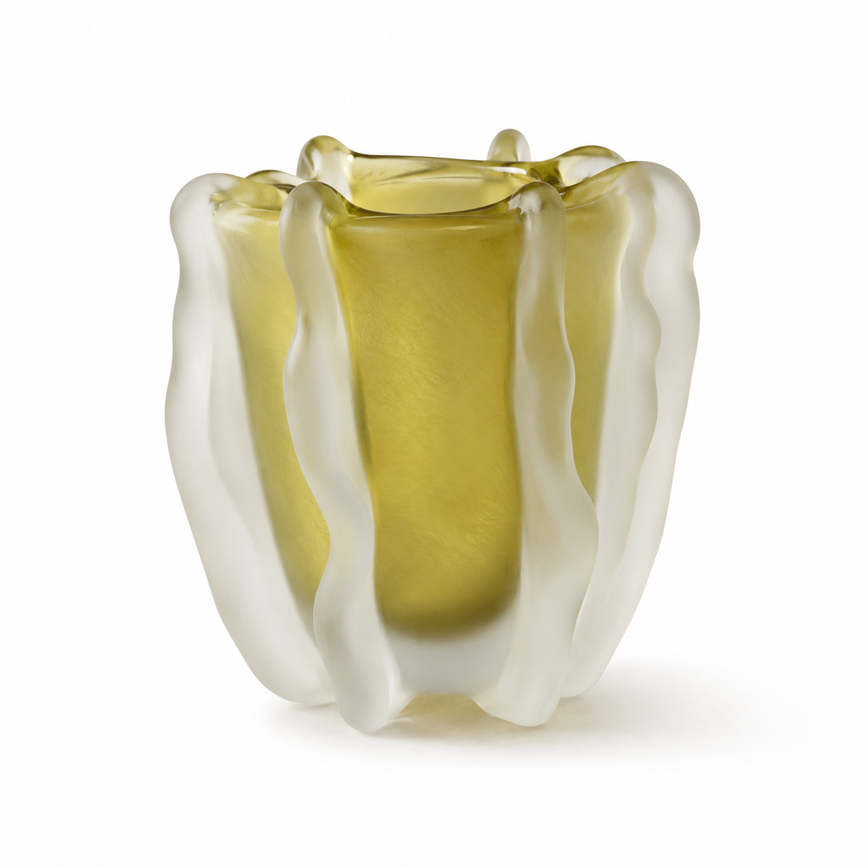 Vaso Decorativo Orgânico em Vidro Verde Fosco