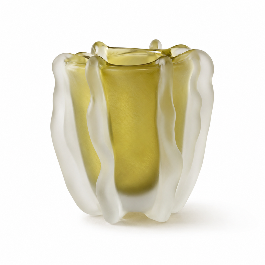 Vaso Decorativo Orgânico em Vidro Verde Fosco