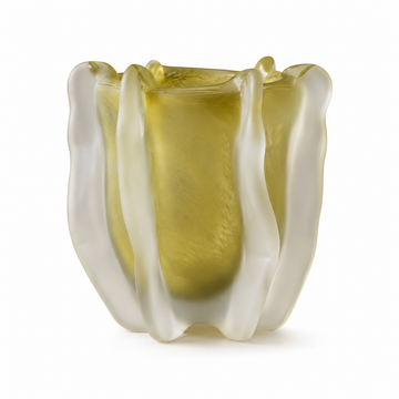 Vaso Decorativo Orgânico em Vidro Verde Fosco