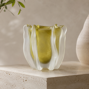 Vaso Decorativo Orgânico em Vidro Verde Fosco