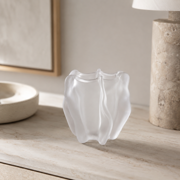 Vaso Decorativo Orgânico em Vidro Transparente Fosco