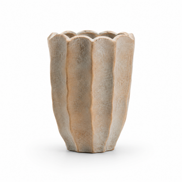 Vaso Decorativo em Cimento Bege e Branco Rústico – Pequeno