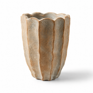 Vaso Decorativo em Cimento Bege e Branco Rústico – Pequeno