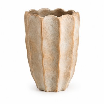 Vaso Decorativo em Cimento Bege e Branco Rústico – Médio