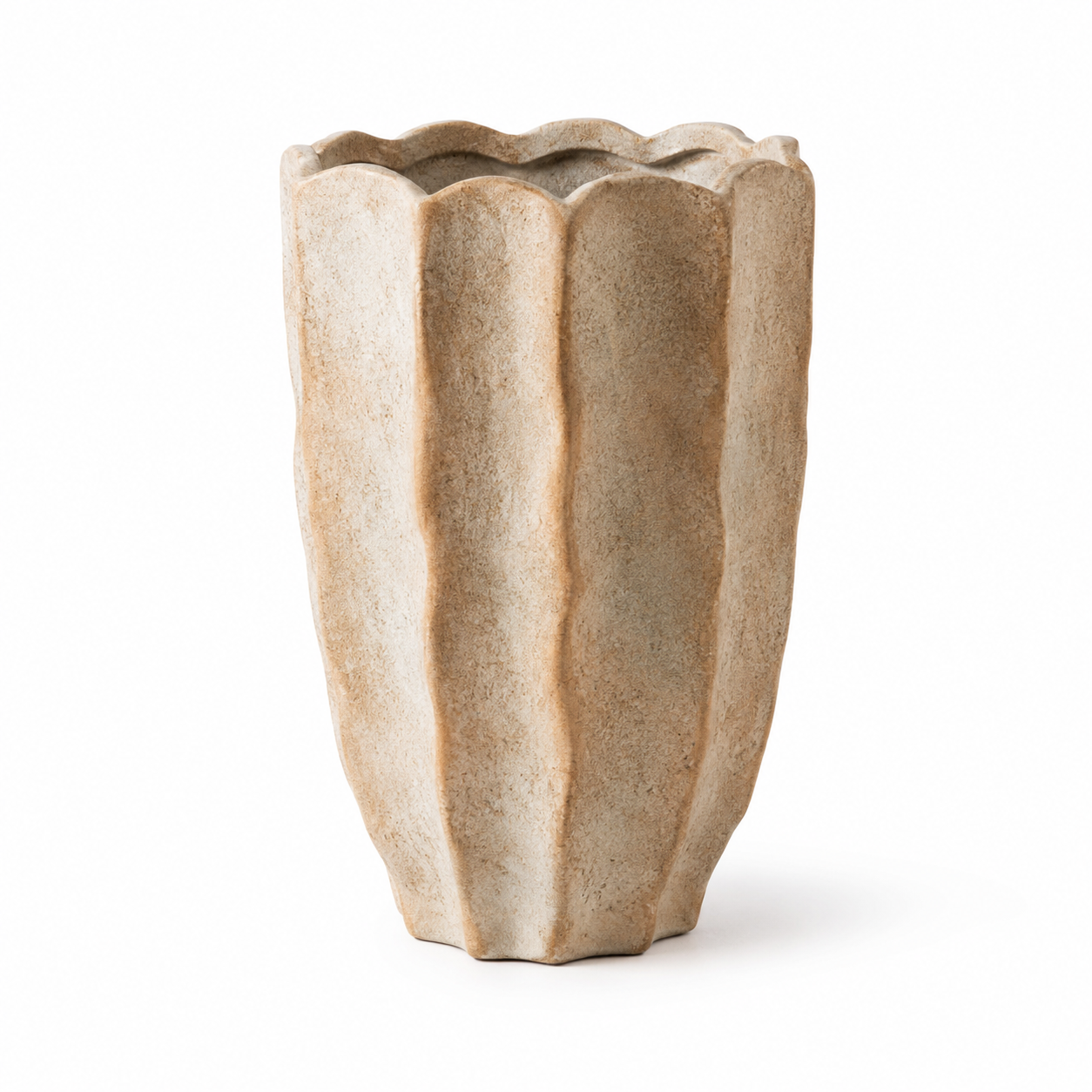 Vaso Decorativo em Cimento Bege e Branco Rústico – Médio
