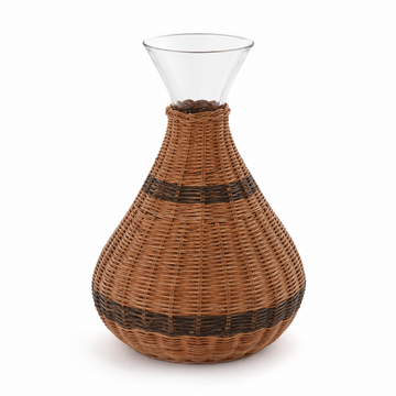 Decanter em Vidro e Rattan Transparente e Marrom