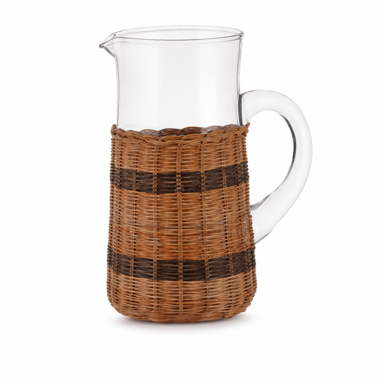 Jarra em Vidro e Rattan Transparente e Marrom