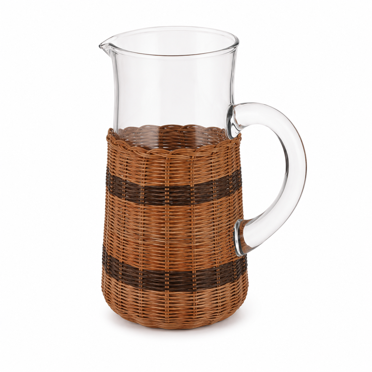 Jarra em Vidro e Rattan Transparente e Marrom