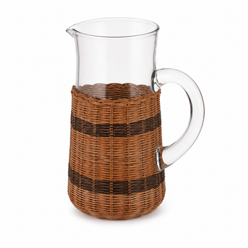 Jarra em Vidro e Rattan Transparente e Marrom