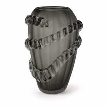 Vaso em Vidro Fumê com Relevo – Médio