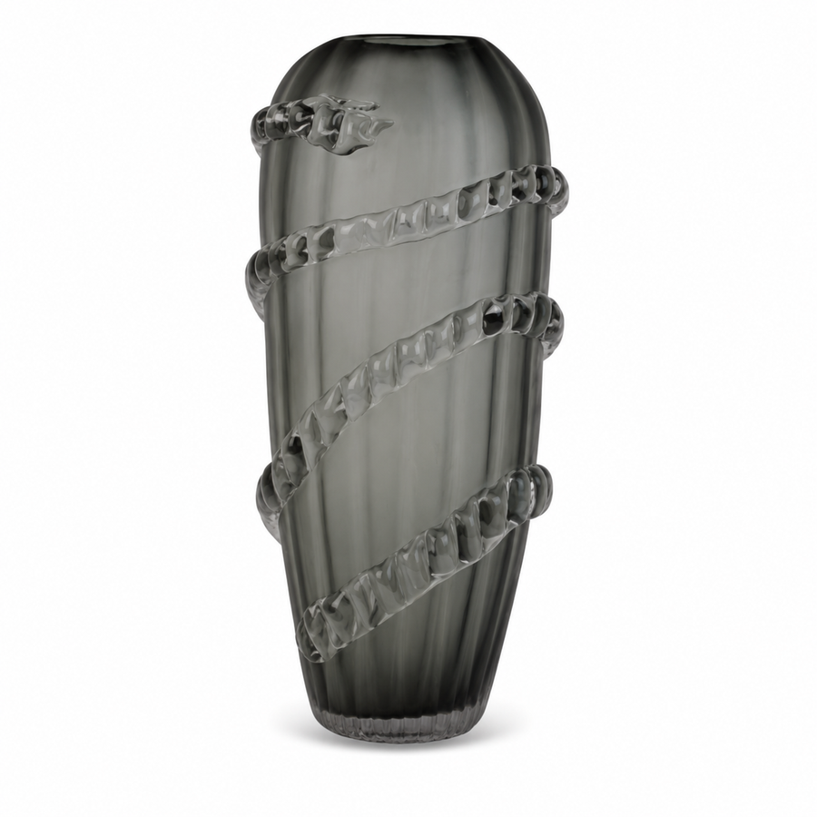 Vaso em Vidro Fumê com Relevo – Alto