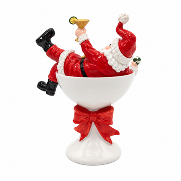 Peça Decorativa Papai Noel Drunk Branco e Vermelho