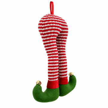 Pé de Elfo em Tecido Listrado Vermelho e Branco