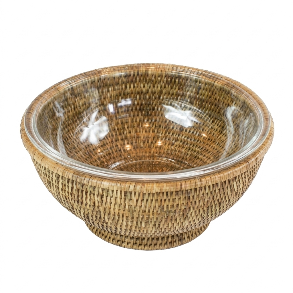Bowl Maya em Rattan e Vidro