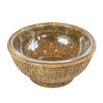 Bowl Maya em Rattan e Vidro