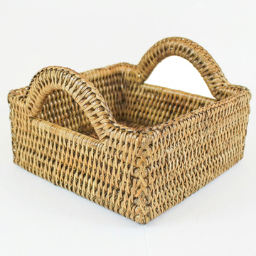Cesta em Rattan Natural Pecatu Quadrada