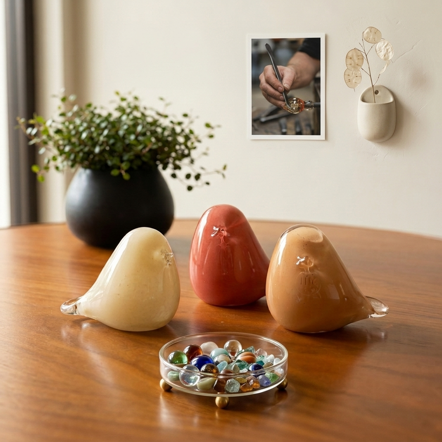 Pássaro Decorativo em Vidro Vinho