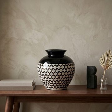 Vaso Bambu com Madrepérola Preto