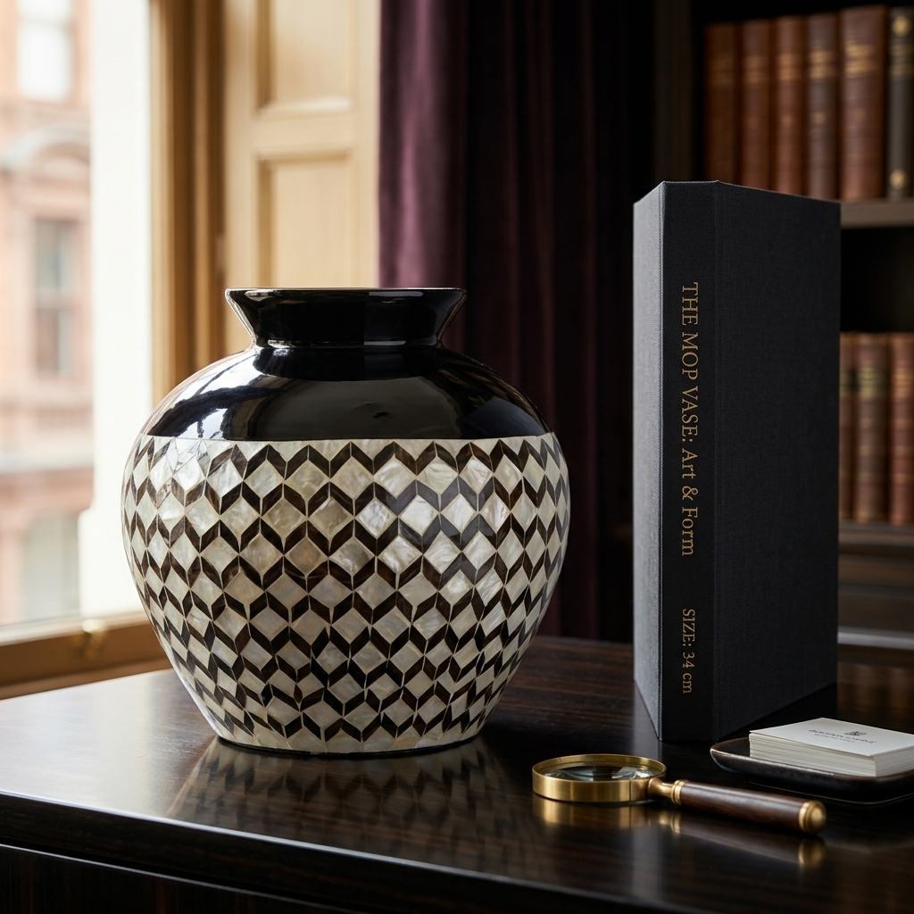 Vaso Bambu com Madrepérola Preto