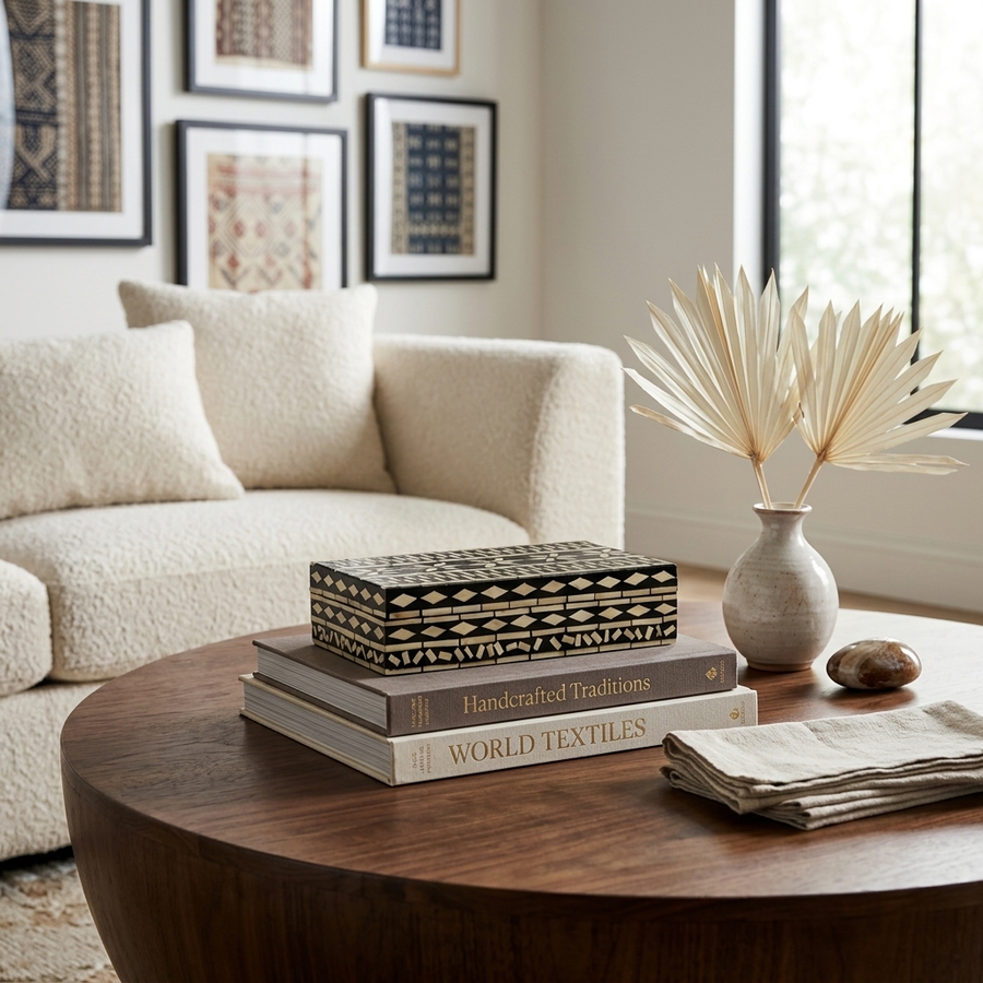 Caixa Decorativa Rosalia em Bambu Marrom e Preto