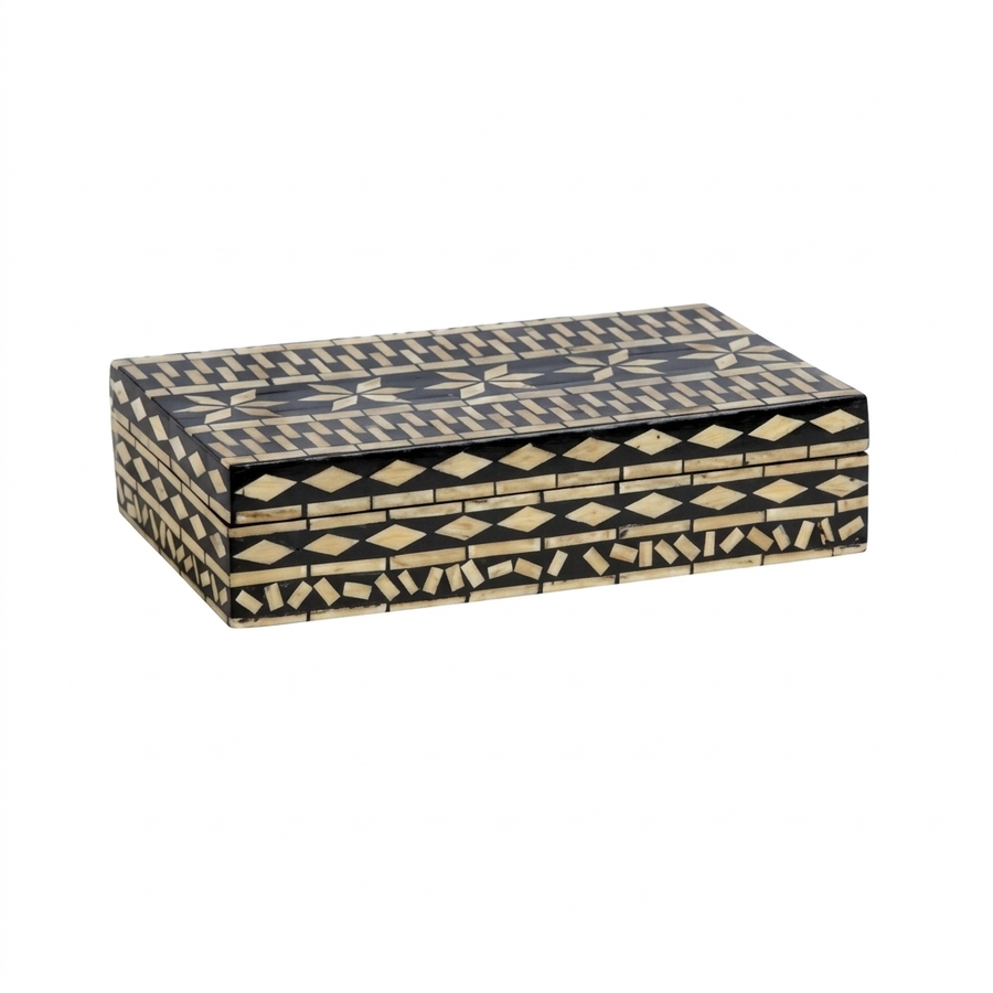 Caixa Decorativa Rosalia em Bambu Marrom e Preto