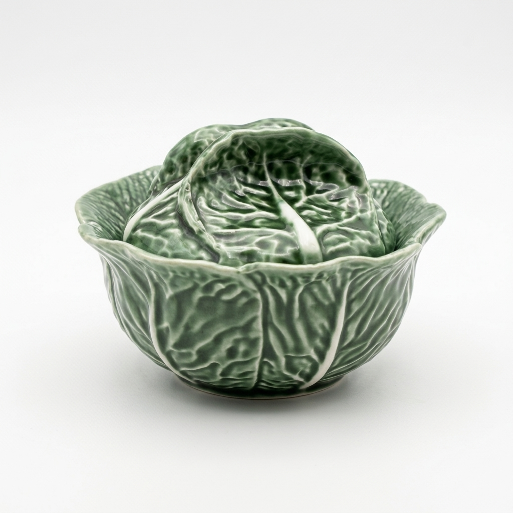 Pote Decorativo Repolho Verde em Cerâmica Esmaltada