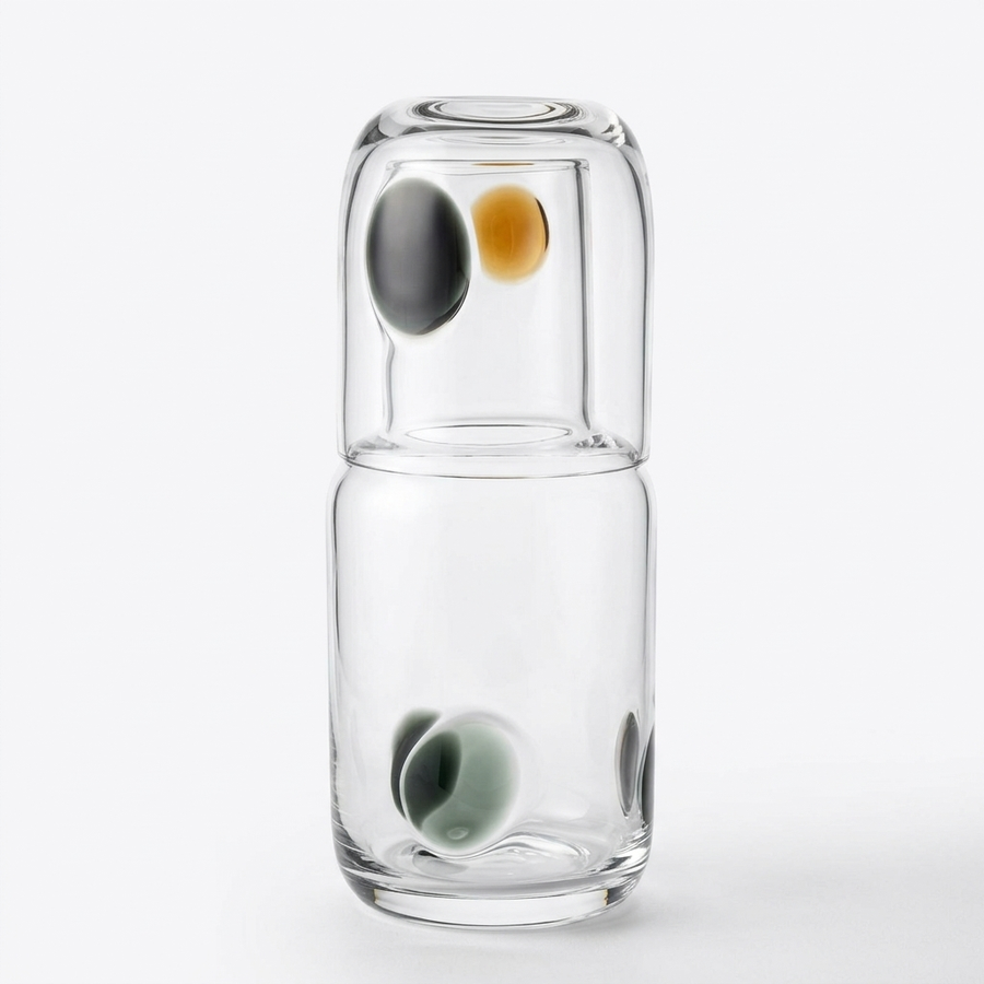 Moringa com Copo em Vidro Transparente – Design Contemporâneo