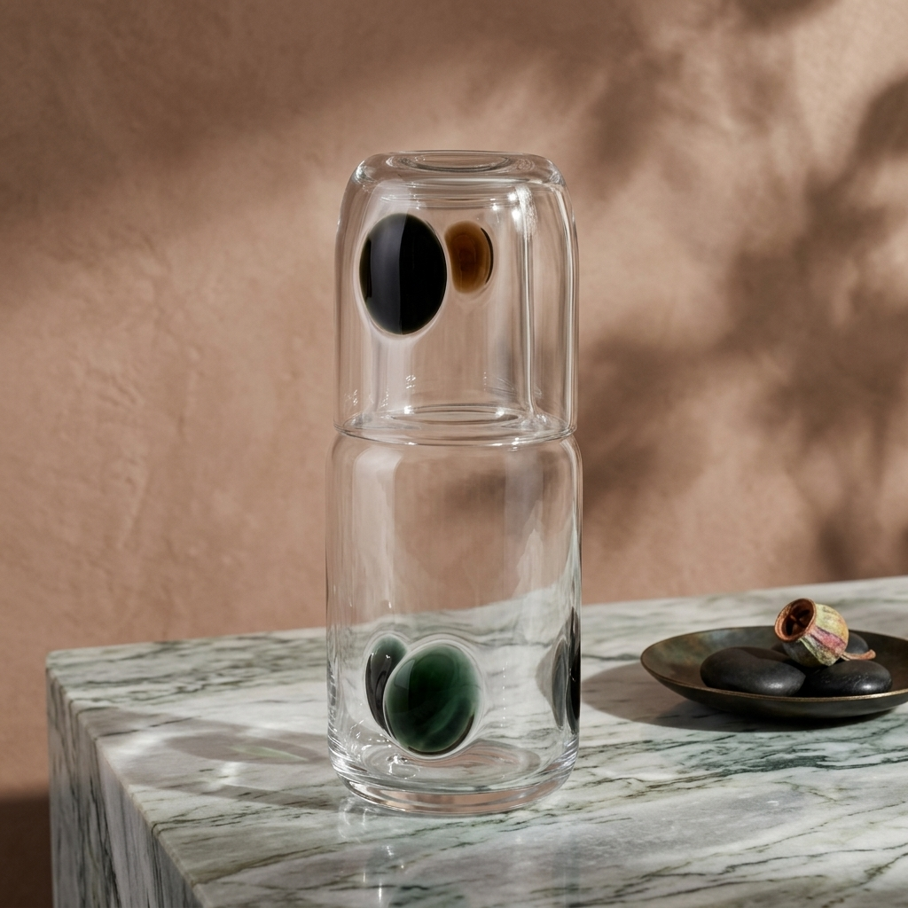 Moringa com Copo em Vidro Transparente – Design Contemporâneo