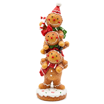 Peça Decorativa Gingerbreads em Resina Vermelho e Verde