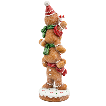 Peça Decorativa Gingerbreads em Resina Vermelho e Verde