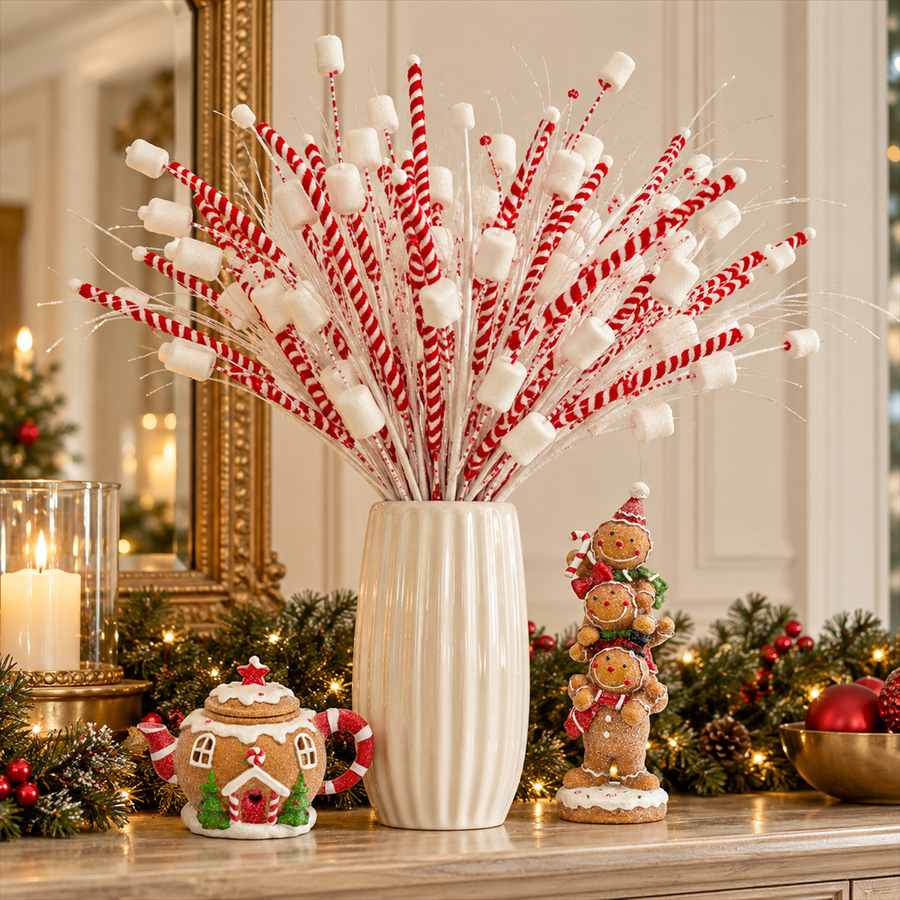 Galho Decorativo Peppermint Marshmallow