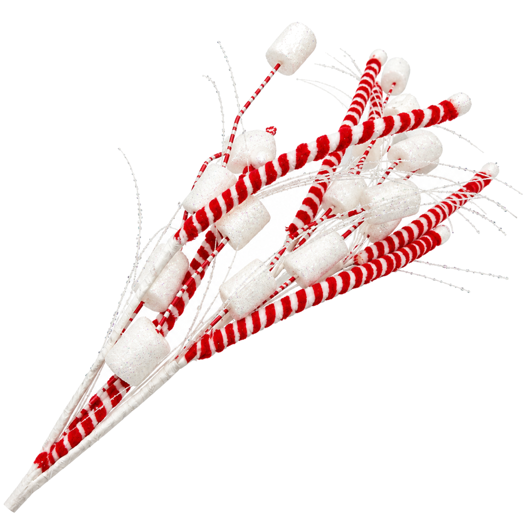 Galho Decorativo Peppermint Marshmallow