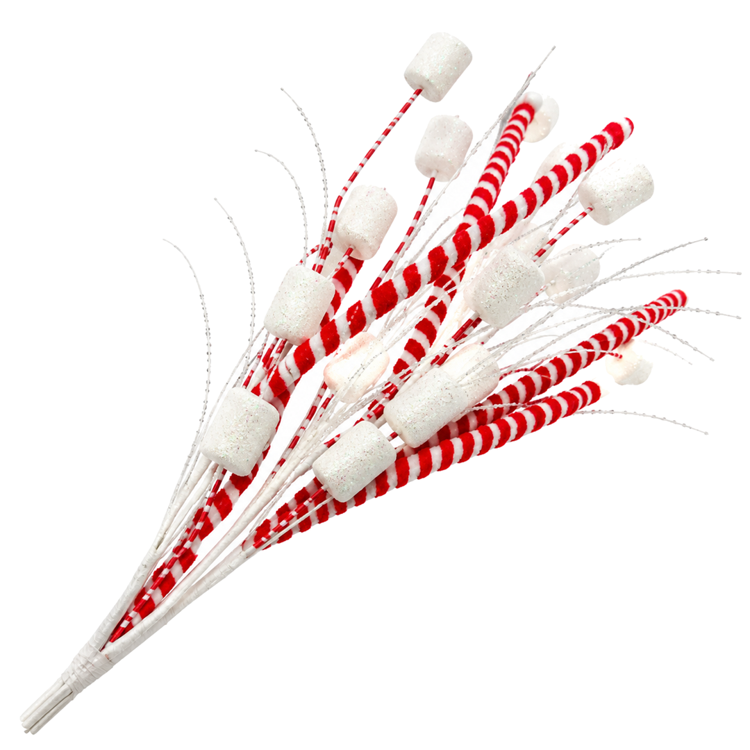 Galho Decorativo Peppermint Marshmallow