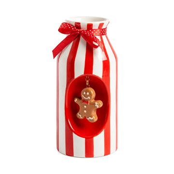 Vaso Ginger Decorativo em Cerâmica Vermelho e Branco