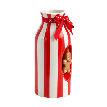 Vaso Ginger Decorativo em Cerâmica Vermelho e Branco